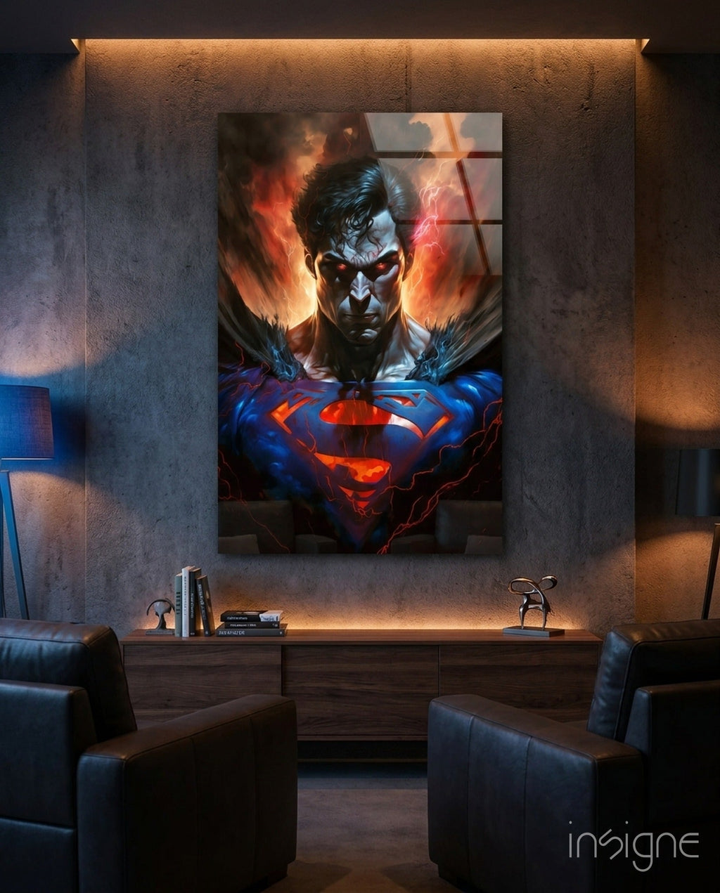 Bloody Superman Glass Wall Art  || Designer Collection