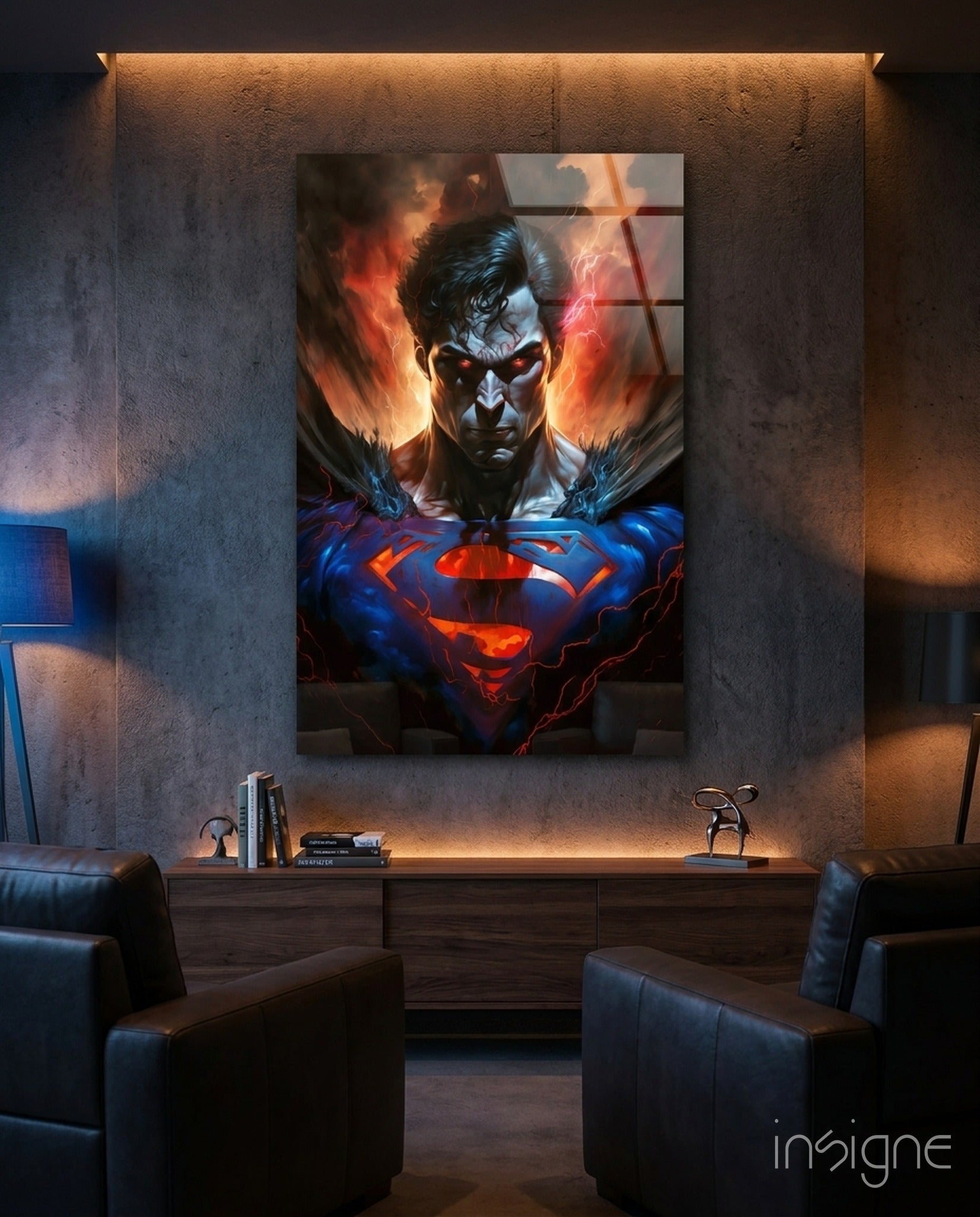 Bloody Superman Glass Wall Art  || Designer Collection