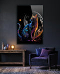 Moon Cat Glass Wall Art  || Designer Collection