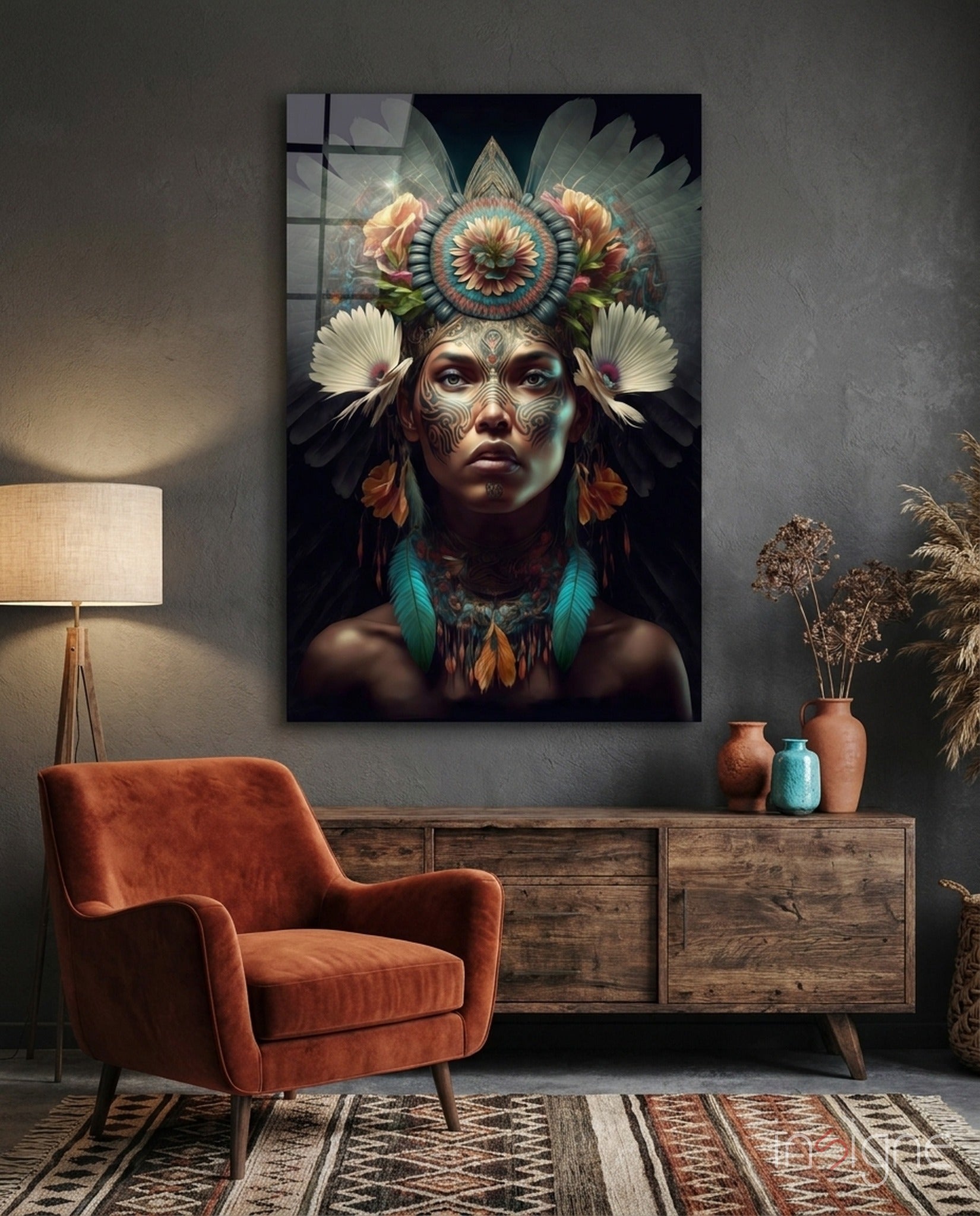 Flower Monarch Glass Wall Art  || Designer Collection