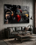 3 Wise Monkeys Glass Wall Art  || Designer Collection
