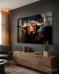 Bull Glass Wall Art|| Designer's Collection