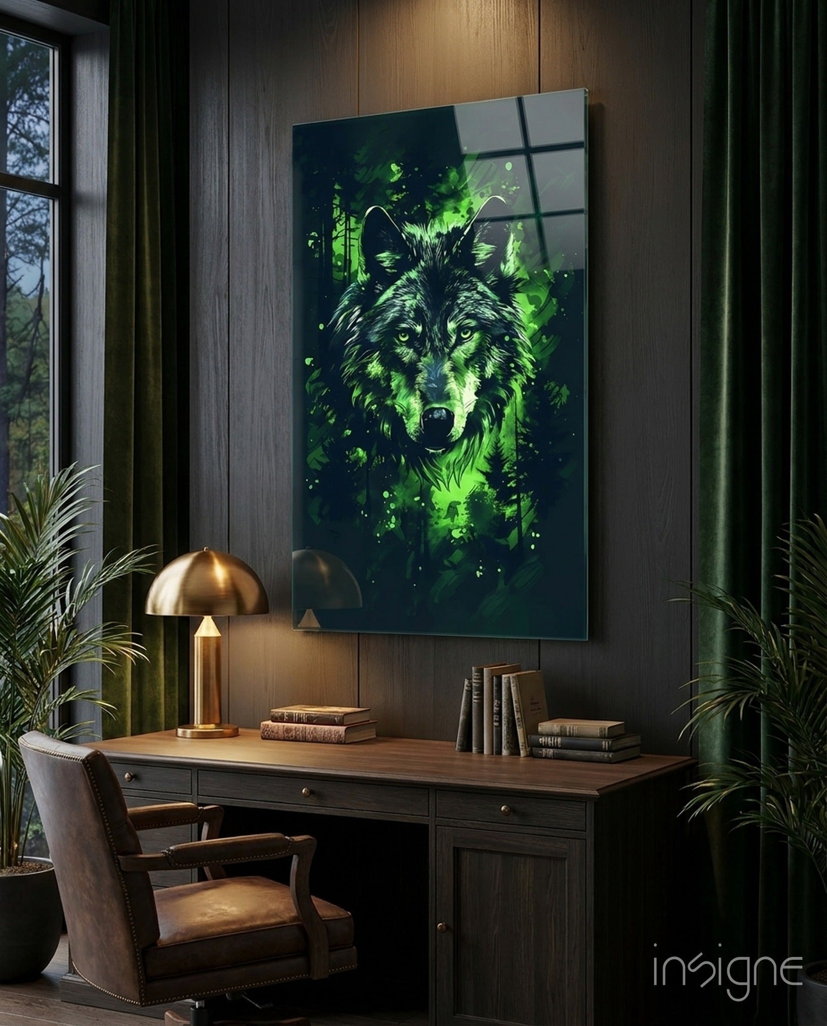 Wolf Glass Wall Art || Designer Collection