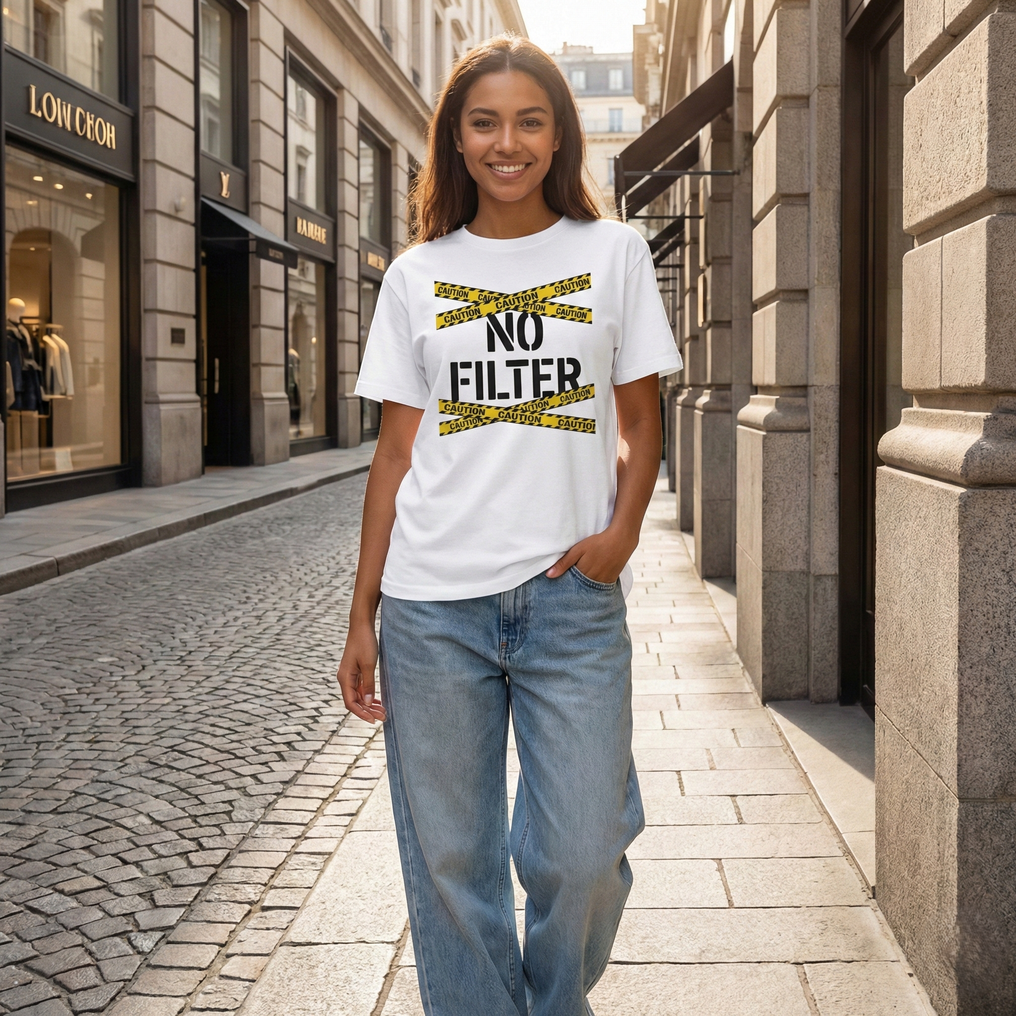Bold Edgy Unapologetic Caution No Filter T-Shirt