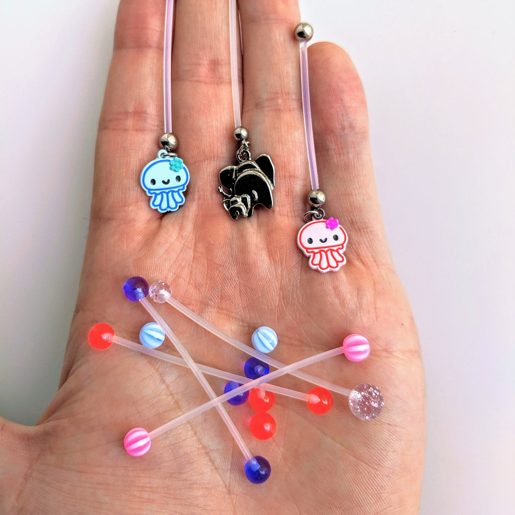 Clear Ultra Glitter Glamour PTFE Pregnancy Belly Ring