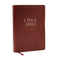 The Open Bible: Read and Discover the Bible for Yourself (NKJV Brown Leathersoft, Red Letter, Comfort Print) - Imitation Leather