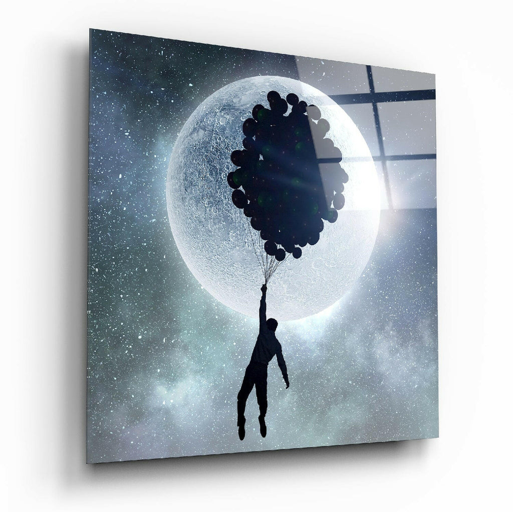 Full Moon Glass Wall Art
