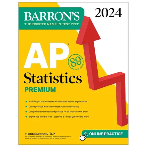 AP Statistics Premium, 2024: 9 Practice Tests + Comprehensive Review + Online Practice - Paperback