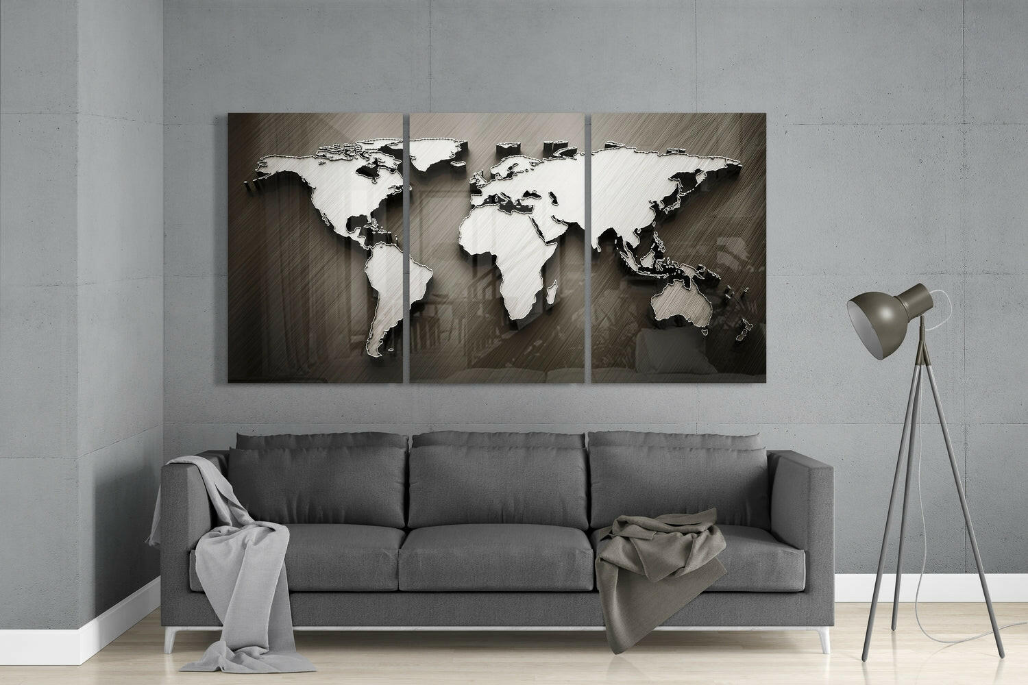 World Map Glass Wall Art