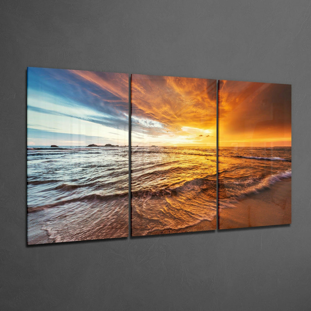 Sunset On The Beach Glass Art
