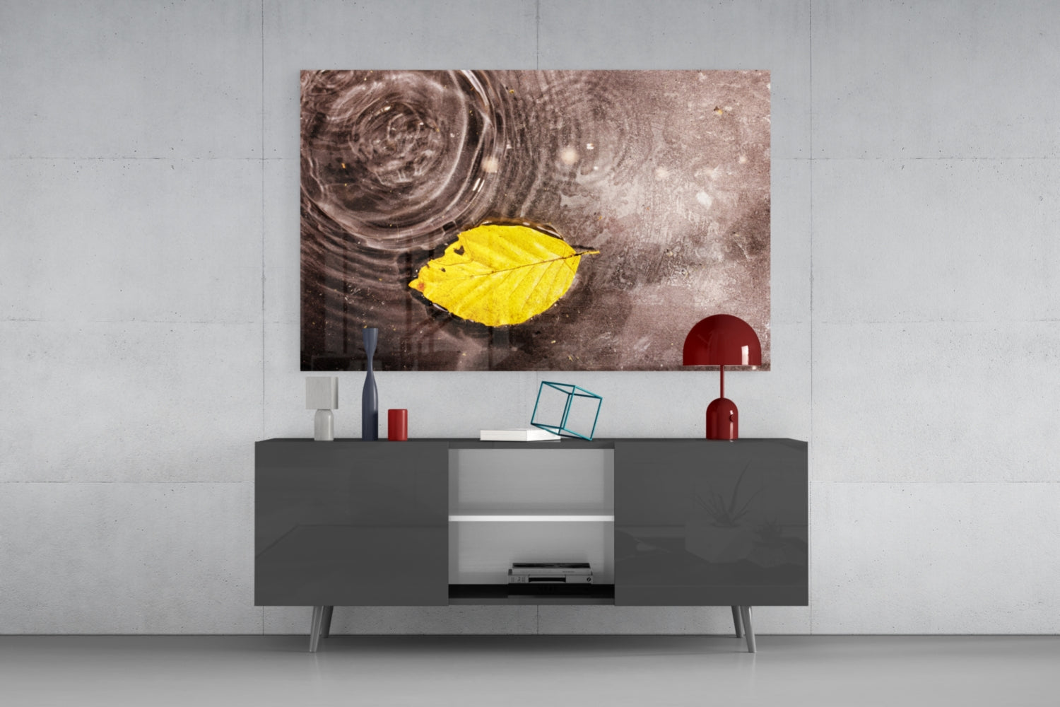 Yellow Leaf Glass Wall Art