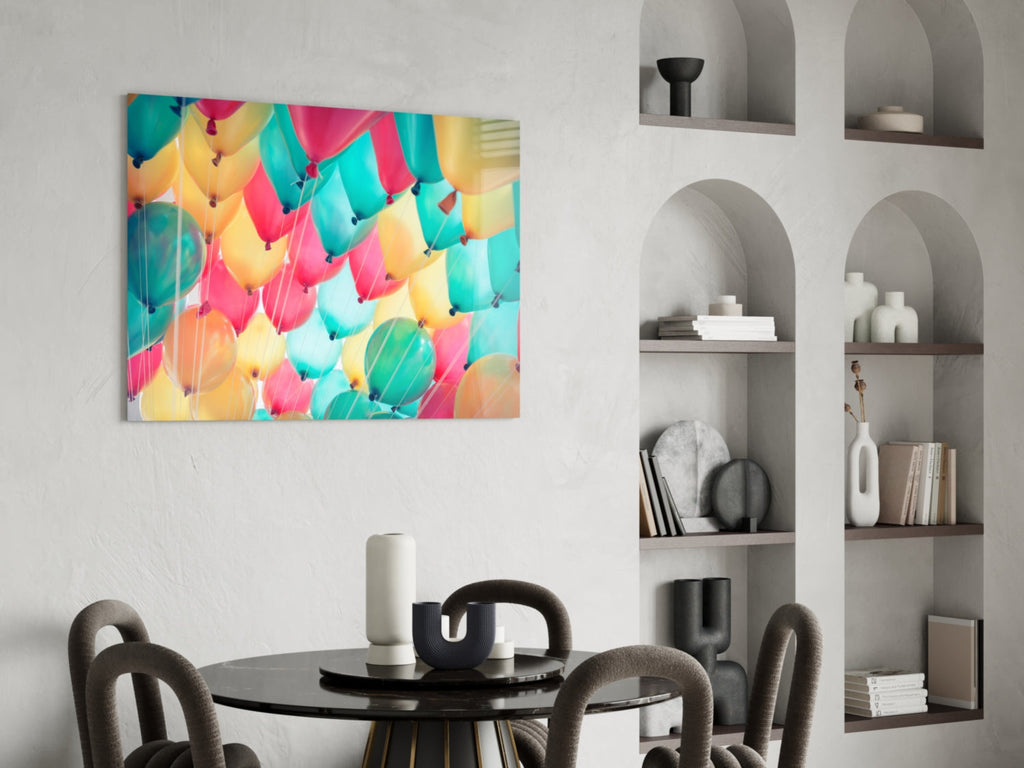 Balloons Glass Wall Art