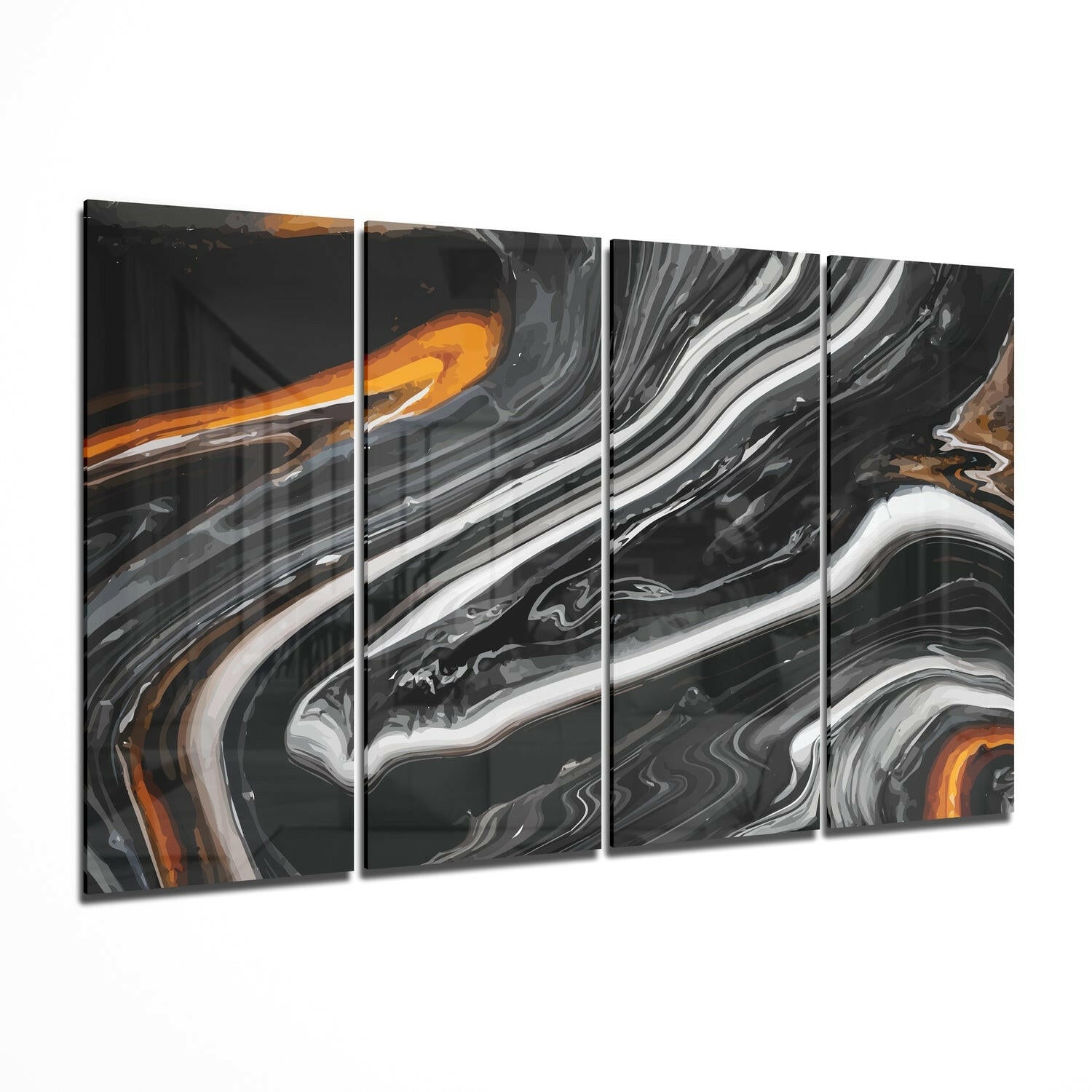 Marble Lava 4 Pieces Mega Glass Wall Art (59"x36")