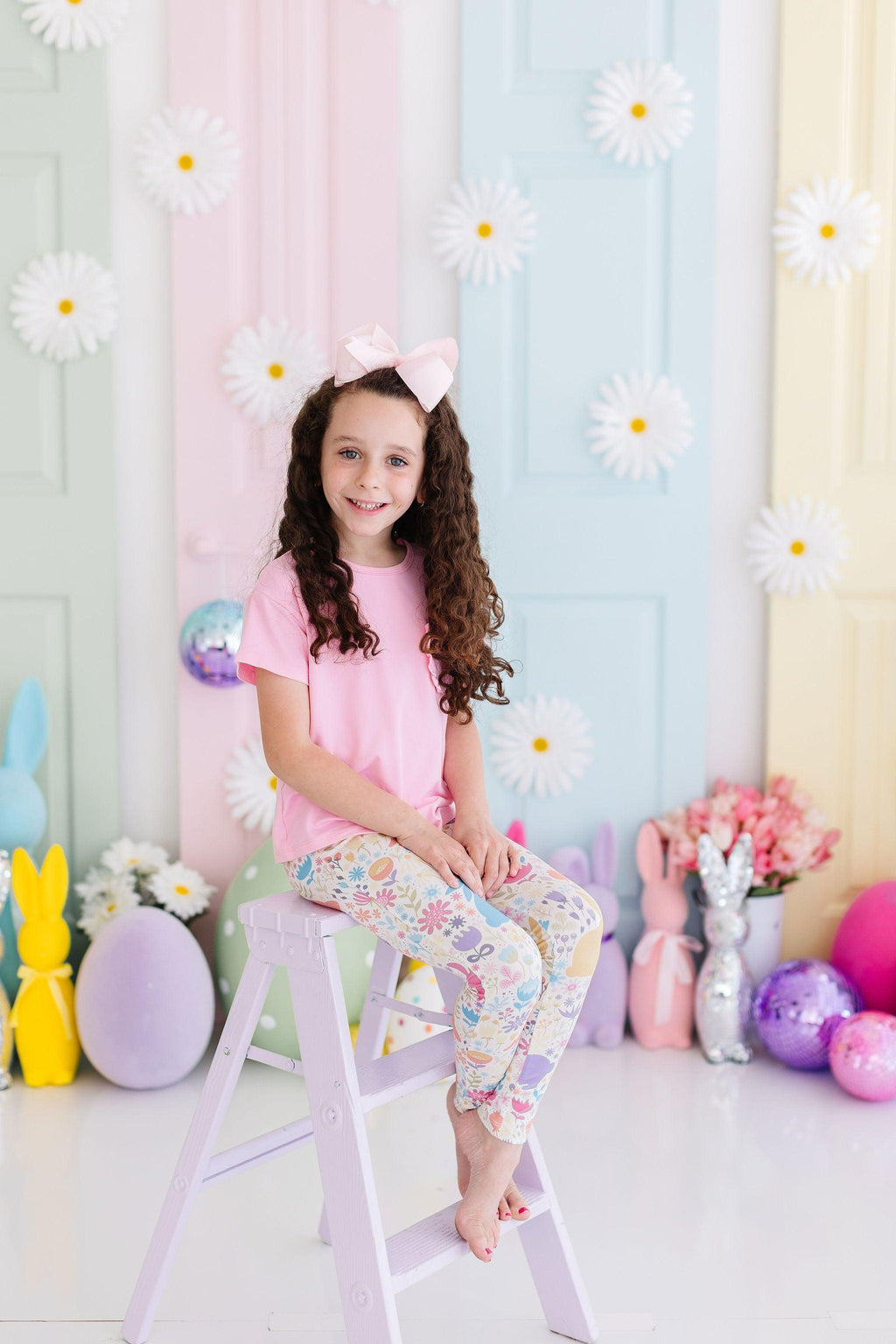 Pastel Floral Bunnies Leggings