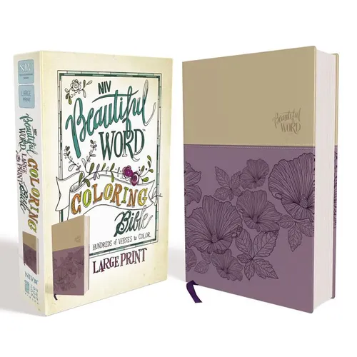 NIV, Beautiful Word Coloring Bible, Large Print, Imitation Leather, Purple/Tan - Imitation Leather