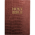 Kjver Holy Bible, Large Print, Walnut Alligator Bonded Leather, Thumb Index - Leather