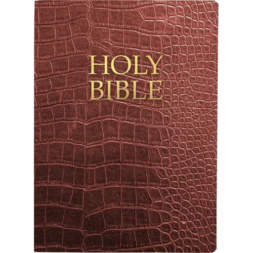 Kjver Holy Bible, Large Print, Walnut Alligator Bonded Leather, Thumb Index - Leather