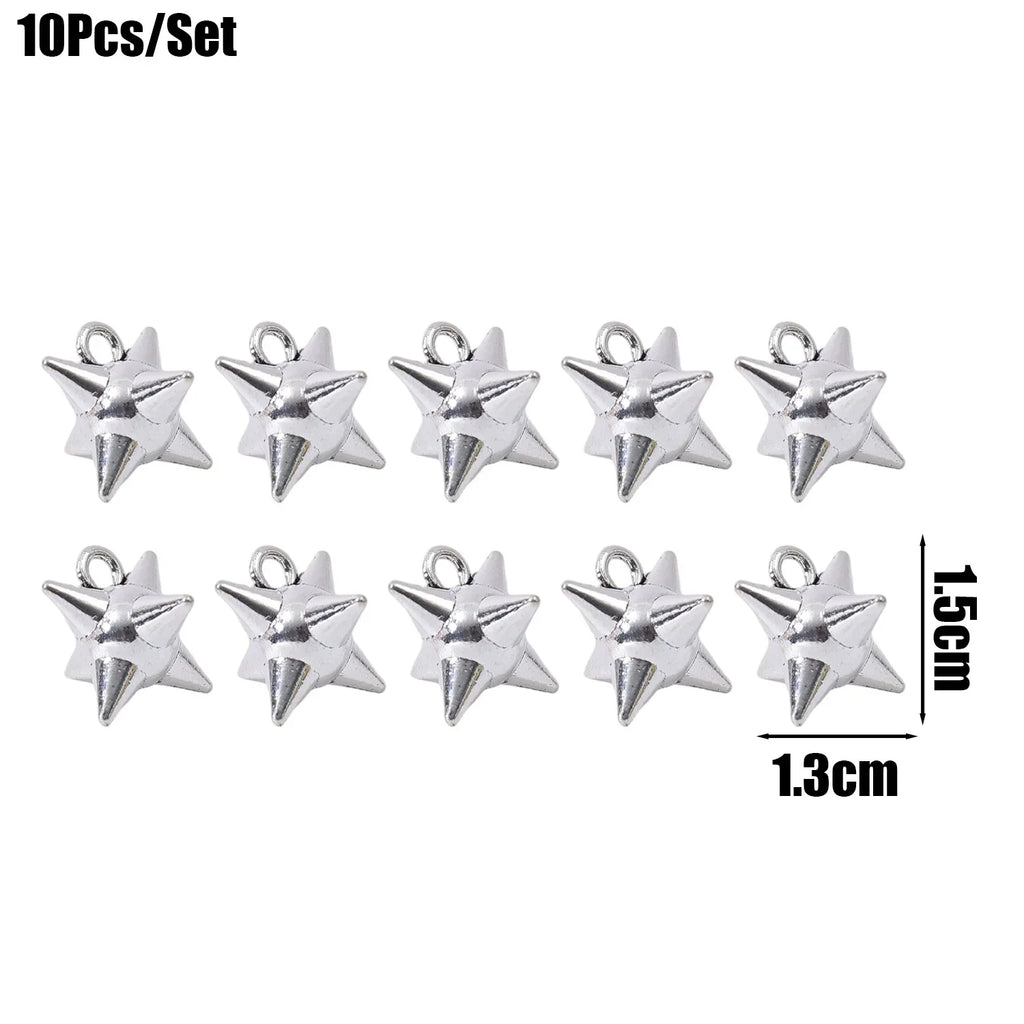 Punk Rock Aesthetic Spike Morning Star Rivet Dangle Charms Jewelry Making Gothic Spiky Ball Pendant Charms DIY Jewelry Findings