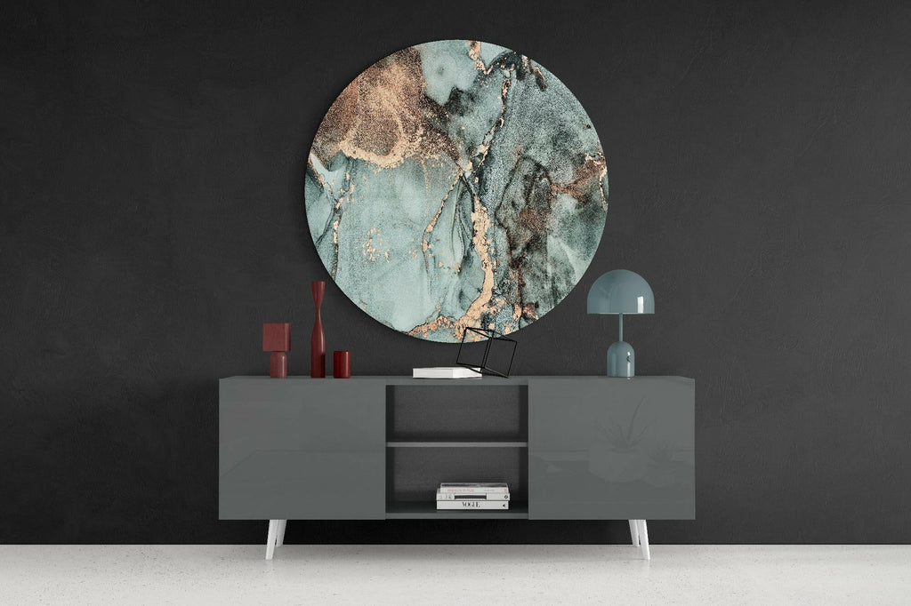 Turquoise Marble Glass Wall Art