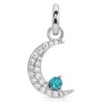 March Aquamarine Birthstone Charm - Moon