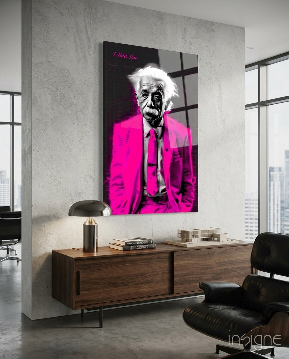 Albert Einstein's Colorful World Glass Wall Art || Designer Collection