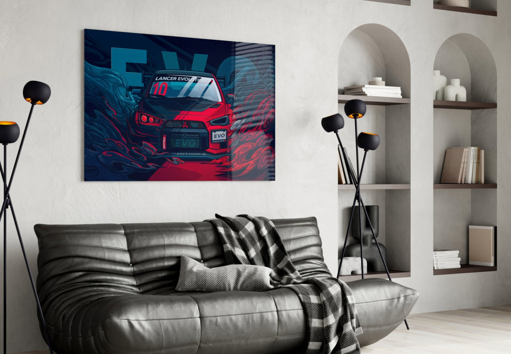EVO X Red Storm Glass Wall Art || Designer Collection