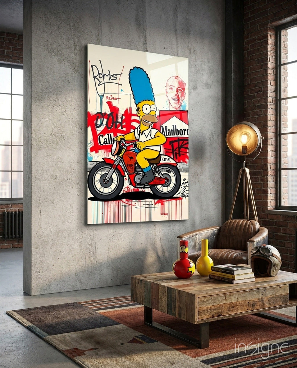 Homer's Street Art Glass Wall Art || Designer Collection