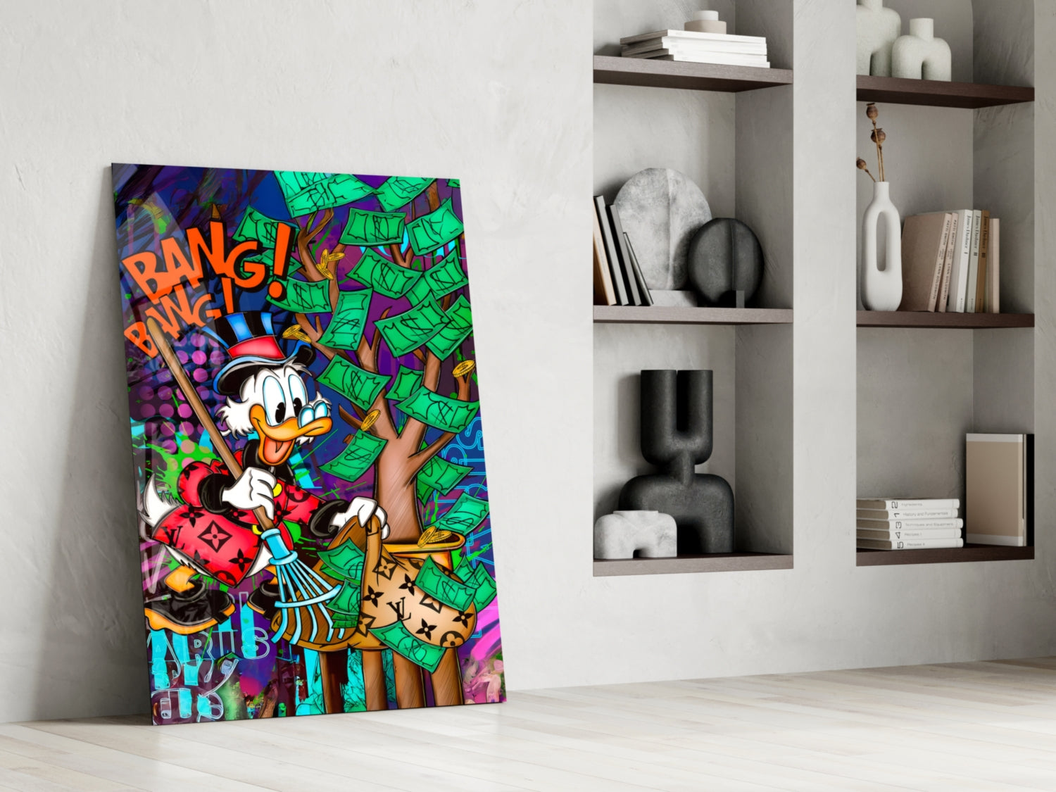 Scrooge's Cash Harvest Glass Wall Art || Designer Collection