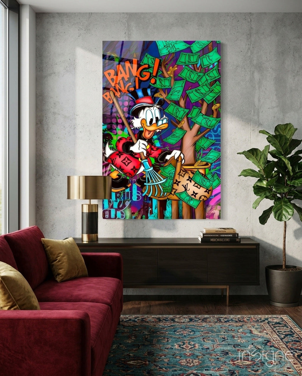 Scrooge's Cash Harvest Glass Wall Art || Designer Collection