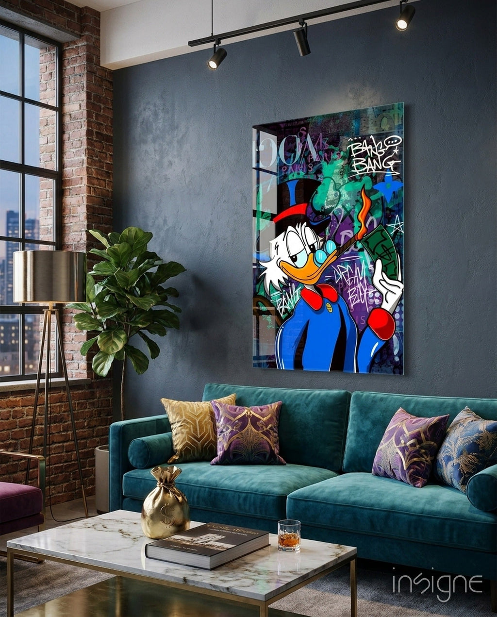 The Luxury Rebel Scrooge Glass Wall Art || Designer Collection
