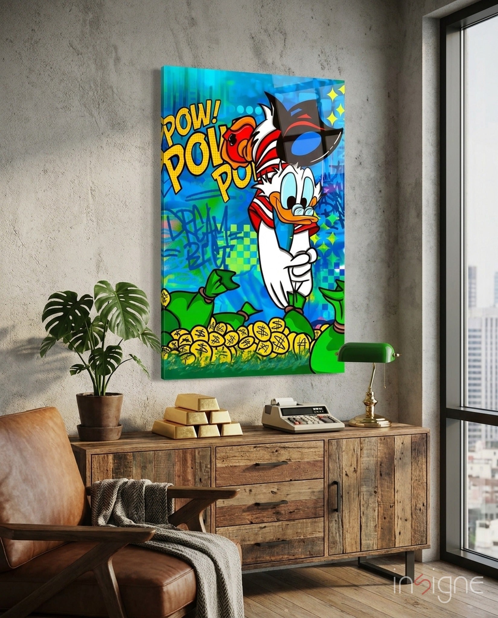 Donald the Money Man Glass Wall Art || Designer Collection