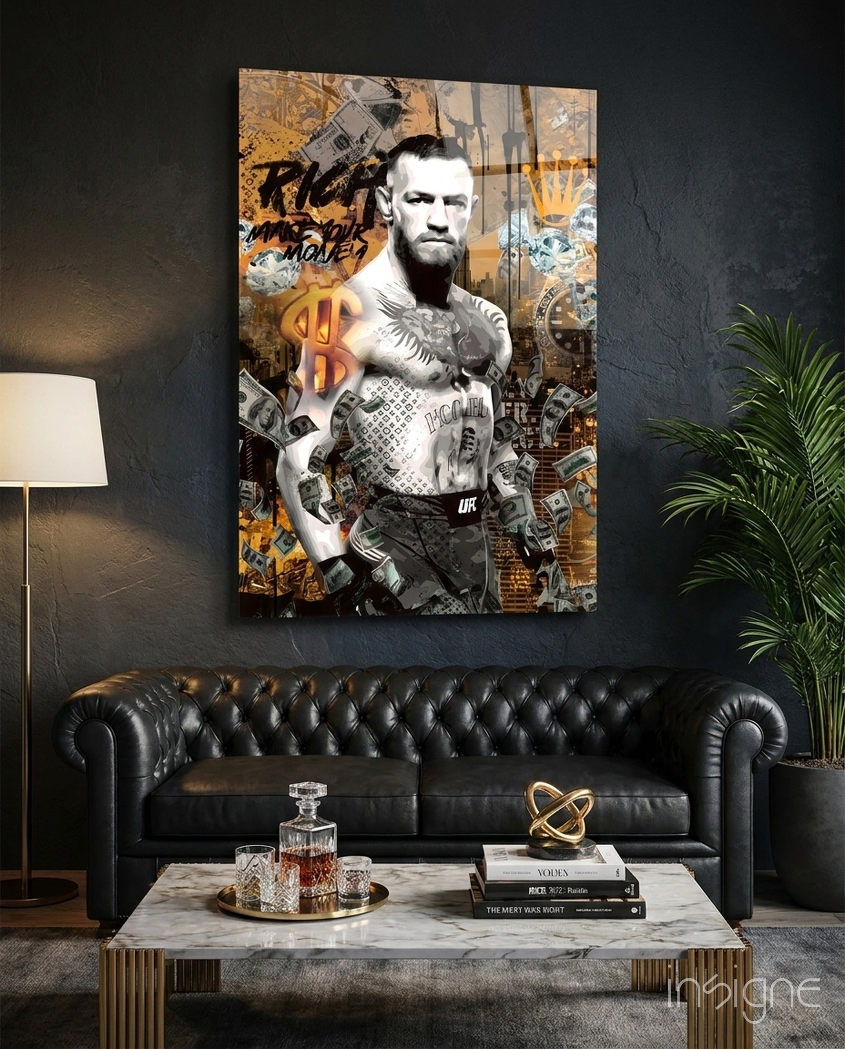 Conor McGregor Riches and Glory Glass Wall Art || Designer Collection