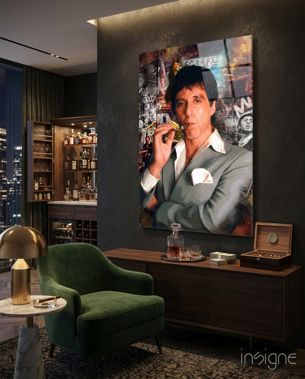 Scarface Tony Montana Glass Wall Art || Designer Collection