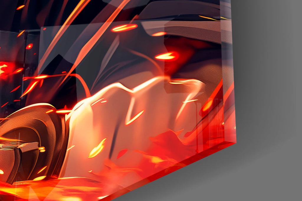 Flame Hashira Kyojuro Rengoku Glass Wall Art || Designer Collection