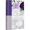 KJV Holy Bible, Large Print Medium Format, Purple Cloth Hardcover with Floral Design, Ribbon Marker, Red Letter - Hardcover