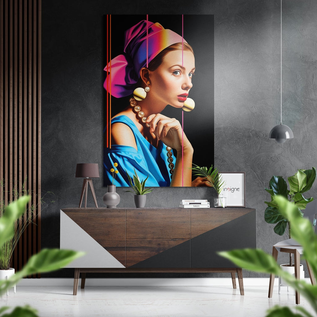 Girl with a Pearl Earring Brushed Aluminum Dibond Wall Art