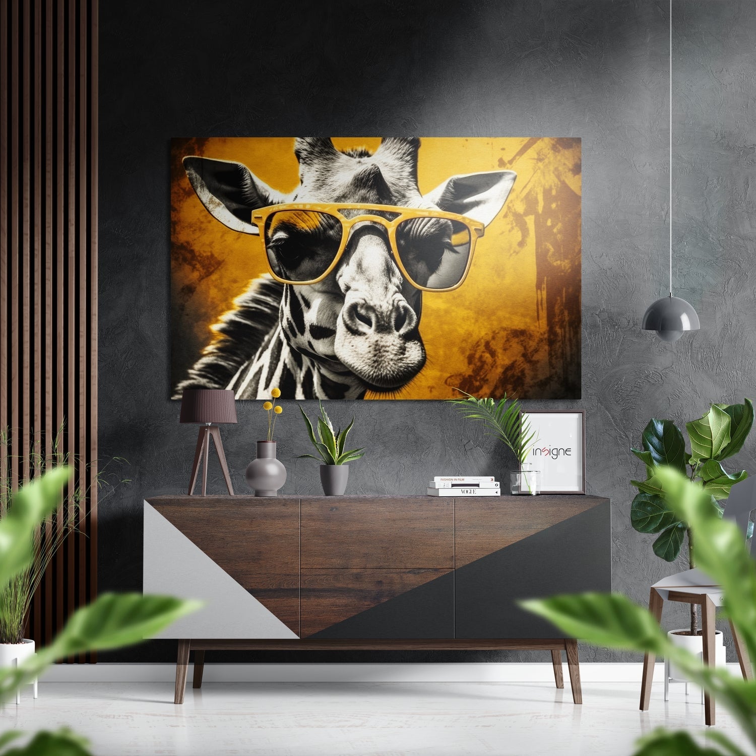 Happy Giraffe Brushed Aluminum Dibond Wall Art