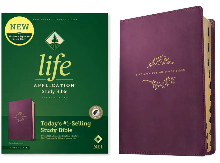 NLT Life Application Study Bible, Third Edition (Leatherlike, Purple, Indexed, Red Letter) - Imitation Leather