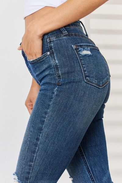 Judy Blue Remy High Waisted Distressed Blue Denim Skinny Jeans