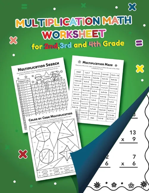 Multiplication Math Worksheet for 2nd, 3rd and 4th grade: Over 20 Fun Designs For Boys And Girls - Educational Worksheets - Paperback