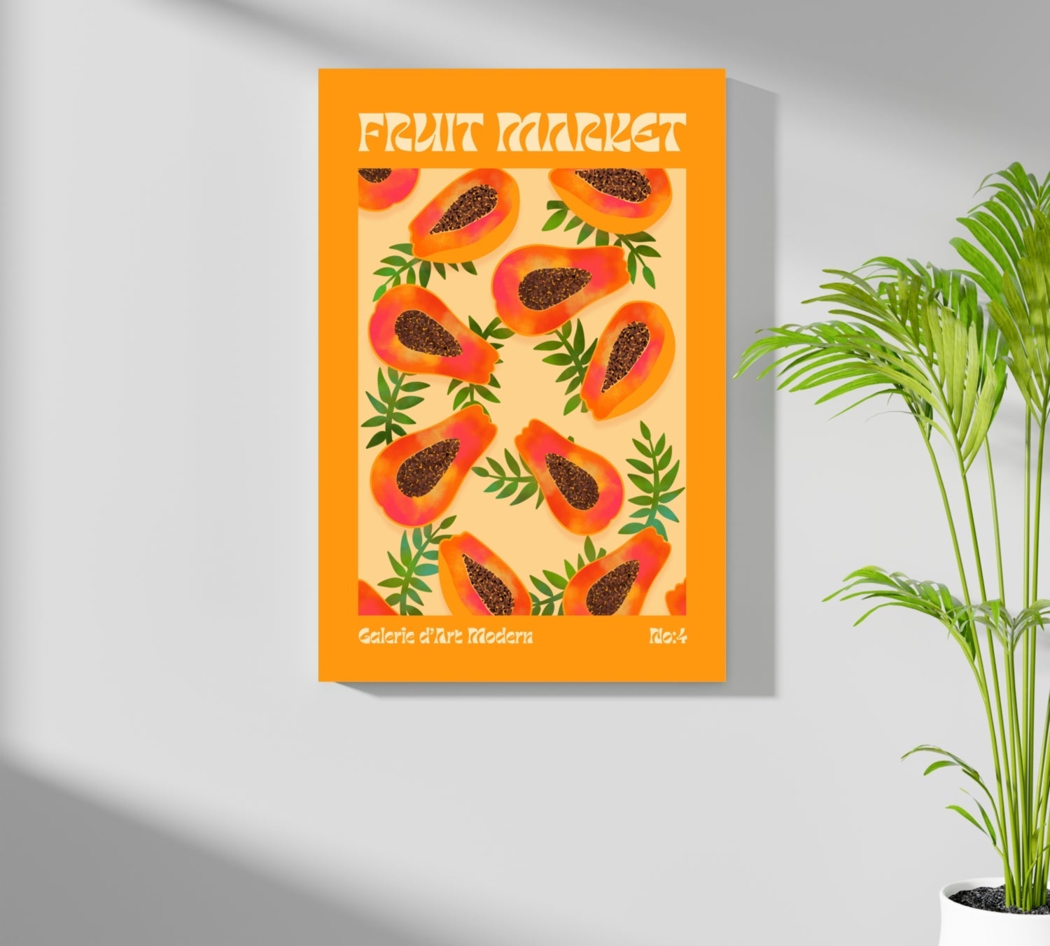 Modern Art Gallery Papayas Aluminum Print