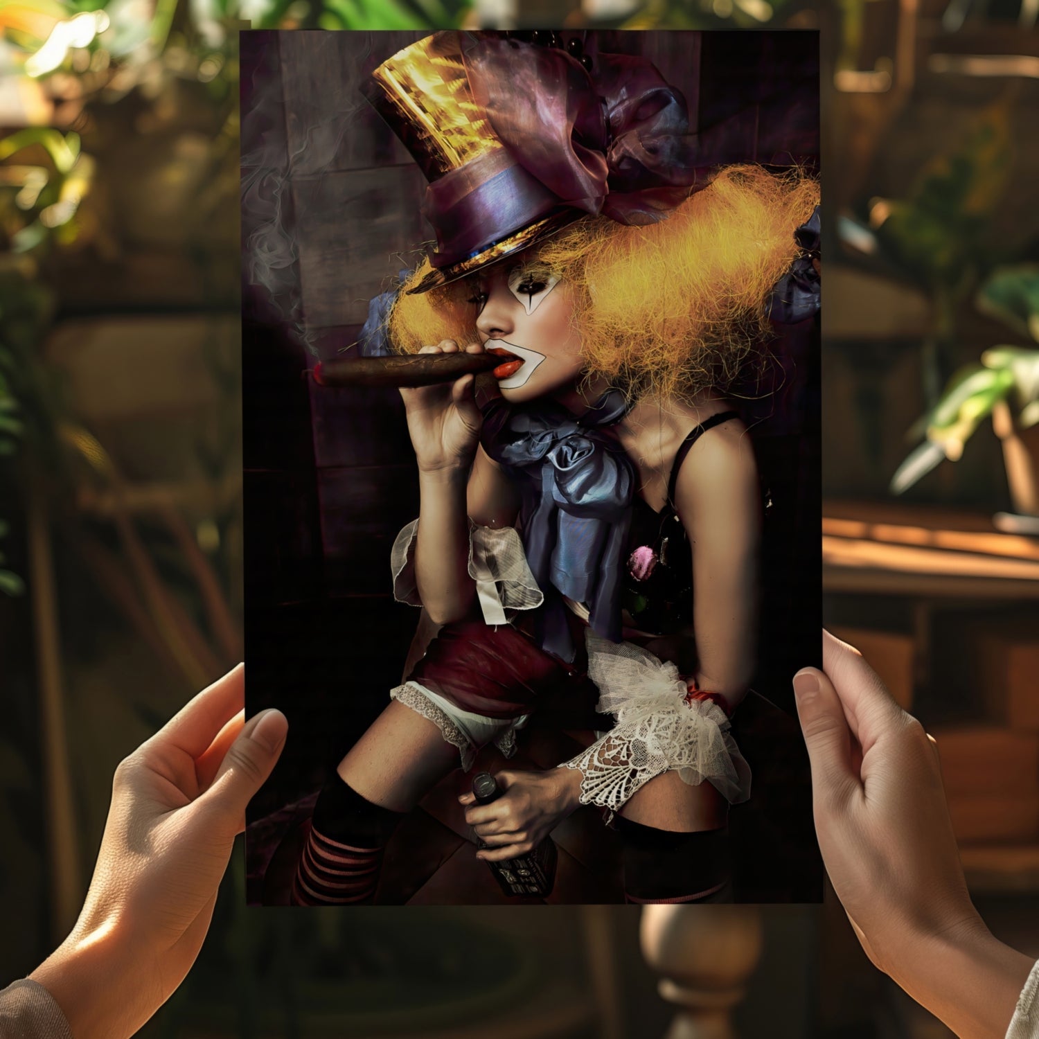 Woman Clown Aluminum Print