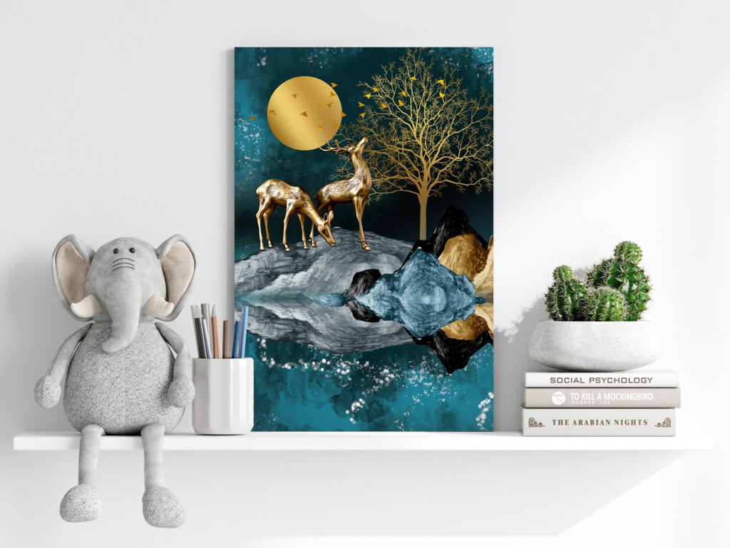 Deers at Night Aluminum Print