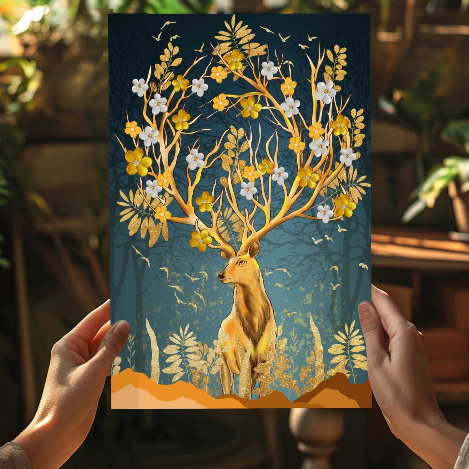 Golden Deer Aluminum Print