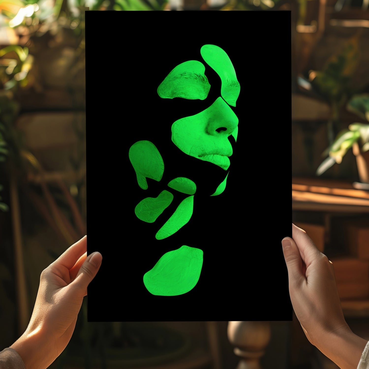 Woman in Style Green Aluminum Print