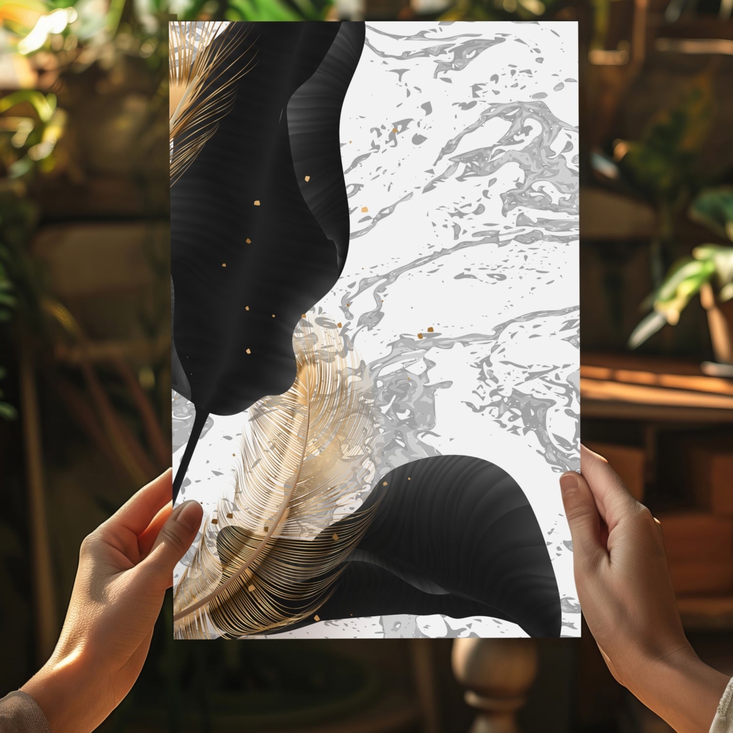 Modern Art Leaves V2 Aluminum Print