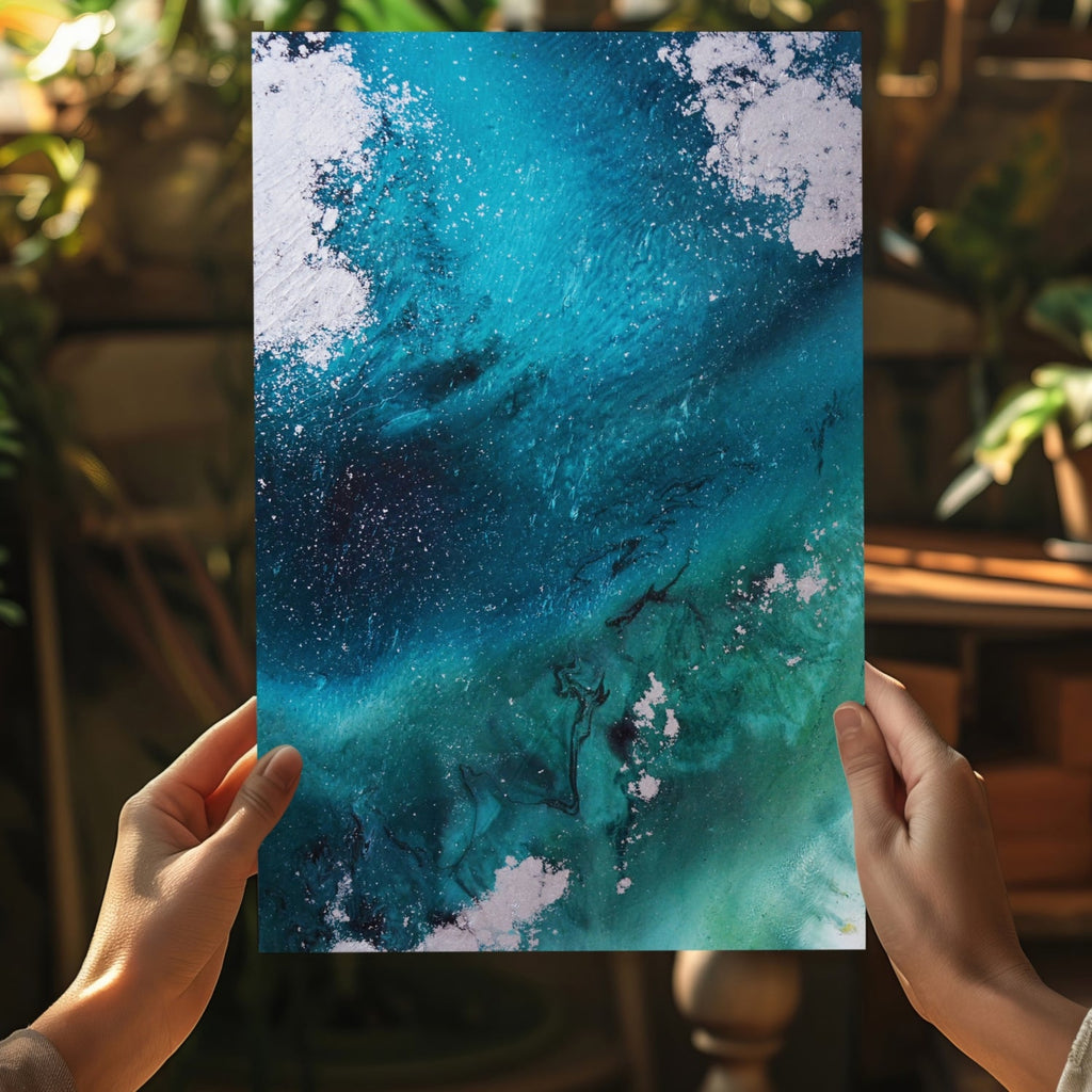 Abstract Paint Teal V1 Aluminum Print