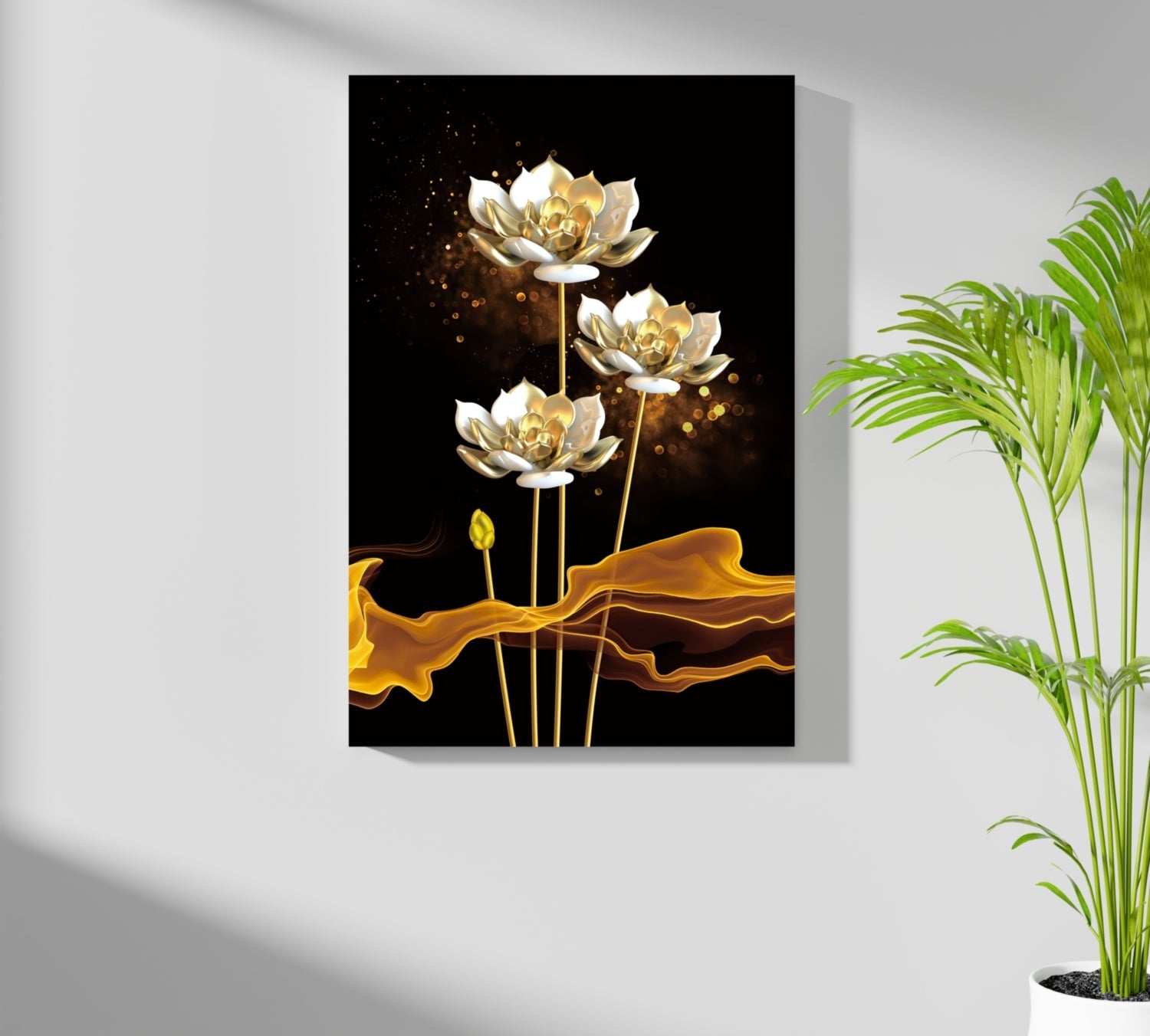 Golden Flower Abstract Aluminum Print