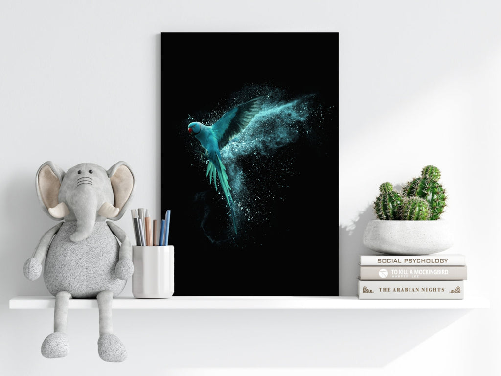 Teal Parrot Aluminum Print