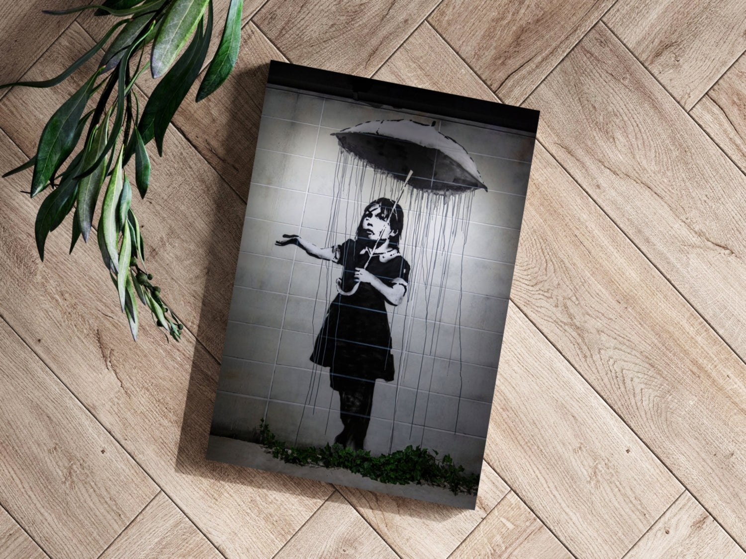 Banksy Style Rain Aluminum Print